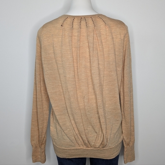 ✨3/$15 Club Beymen tan extrafine merino wool sheer lightweight sweater M - Picture 7 of 10